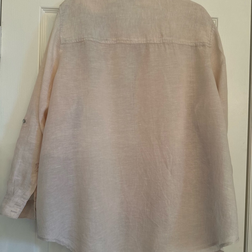 Sigrid Olsen 100% Linen Button Up Tunic Roll Tab … - image 3